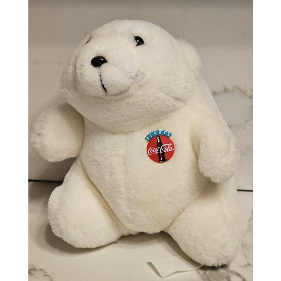 Vintage 1993 Coca Cola Polar Bear Plush White Stuffed Animal Toy 7" - Picture 1 of 5